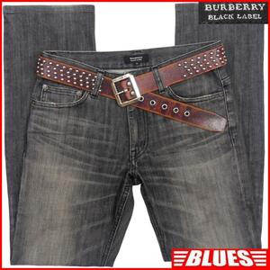 即決★BURBERRY BLACK LABE★W29位 ジーンズ デニム 廃盤 バーバリーブラックレーベル メンズ 70 黒 ブラックデニム 三陽商会 ナイト刺繍