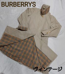 最終値下げ☆ヴィンテージ☆バーバリーズ BURBERRYSノバチェックステンカラーコート M相当 ベージュ トレンチコート