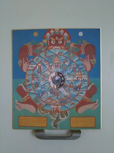 チベット仏画のカラー色紙×２枚。