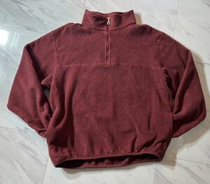 激レア 希少 超美品 LANDS'END 90s vintage USA製 ハーフジップ フリース ジャケット UNISEX M バーガンディ レッド ランズエンド OLD 古着