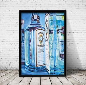  искусство постер 520 BOMBAY SAPPHIRE баллон сжатого газа i* сапфир * рама имеется интерьер постер A4 размер * pop искусство модный постер 