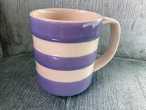 すみれ色　薄紫色　コーニッシュウエア　Cornishware　マグカップ　ストライプ　陶器カップ　コップ　レトロ　英国製　T・G・Green社_画像1