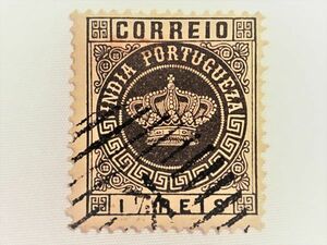 【Antique Postage Stamp】ヘルマン・グラウエルト博士収蔵品　ポルトガル領インド　1 1/2REIS　アンティーク切手　　 M1017B103