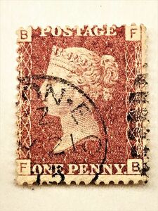 【Antique Postage Stamp】　ヘルマン・グラウエルト博士収蔵品　イギリス　ペニーレッド　アンティーク切手　M1017B120　