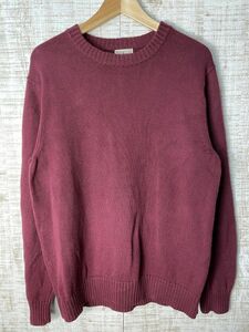 ☆US古着 L.L.Bean エルエルビーン ニット セーター ミドルゲージ コットンニット エンジ【L】　　　　　◆3659◆