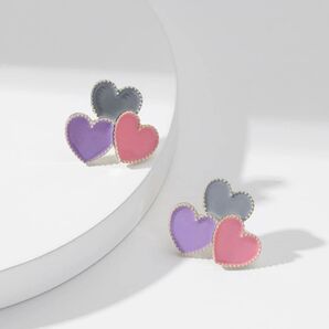 くすみカラー ハートピアス