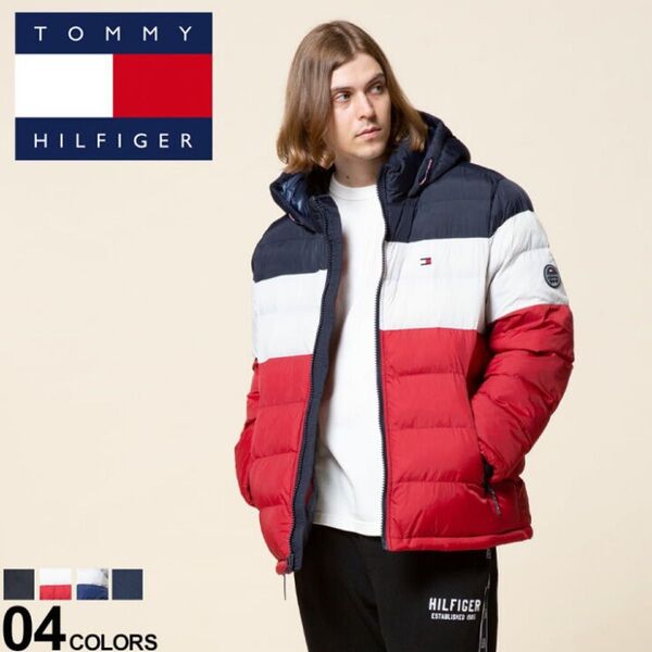 【定番】Tommy Hilfiger トミーヒルフィガー ダウンジャケット 中綿 レッド ホワイト 紺色 マルチカラー