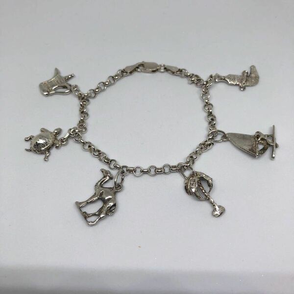 Vintage Silver Charm Bracelet 925 イタリアンシルバー メゾンブランド スターリングシルバー チャームブレス ホールマーク