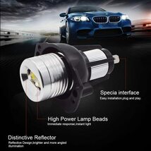 BMW E90 E91 LED イカリング ヘッドライト エンジェルアイ 12W 6000K 純白光 450LM 警告灯キャンセラー内蔵 純正交換 マーカー ホワイト_画像6