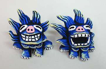 Shisa Yonagoyaki Gahaha Azul Talla S, trabajos hechos a mano, interior, bienes varios, ornamento, objeto