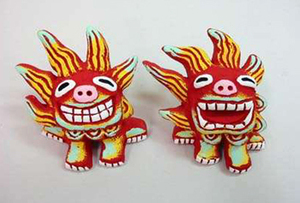 Art hand Auction Yonagoyaki Gahaha Shisa Rouge taille S, œuvres faites à la main, intérieur, marchandises diverses, ornement, objet