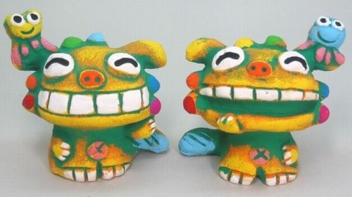 Yonago Yaki Tropical 2 Jaune Shisa taille S, œuvres faites à la main, intérieur, marchandises diverses, ornement, objet