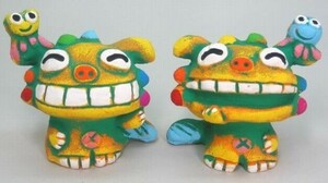 Art hand Auction Yonago-yaki Tropical 2 Yellow Shisa S size, Handmade items, interior, miscellaneous goods, ornament, object