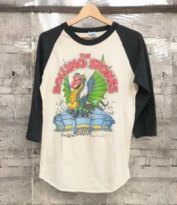  old clothes 80s THE ROLLING STONES 1981 TOUR low ring Stone z Tour Stadium Dragon 7 minute height T-shirt la gran ivory L