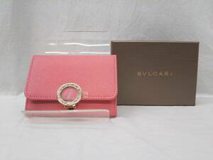 BVLGARI レザー ピンク カードケース 二つ折り 名刺入れ