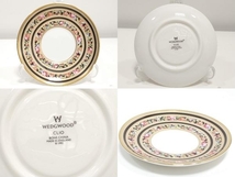 WEDGWOOD ウェッジウッド クリオ CLIO フルリムボーダー ブラックダマスク デミタスカップ ソーサー フラワー ペア 2客セット 店舗受取可_画像4