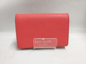 kate spade ケイトスペード カードケース／レッド 牛革