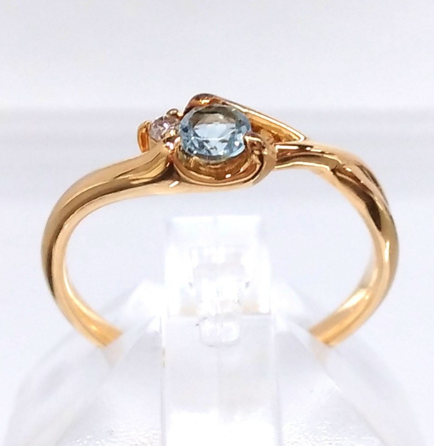 ヤフオク! - K18 天然ダイヤモンド0.43/0.33ct リング 8...