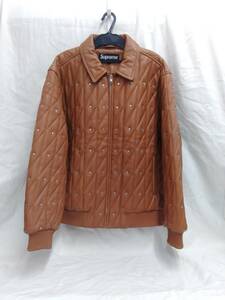 Supreme Quilted Studded Leather Jacket シュプリーム キルティングスタッズレザージャケット メンズ 革ジャン 茶 ブラウン XL 店舗受取可