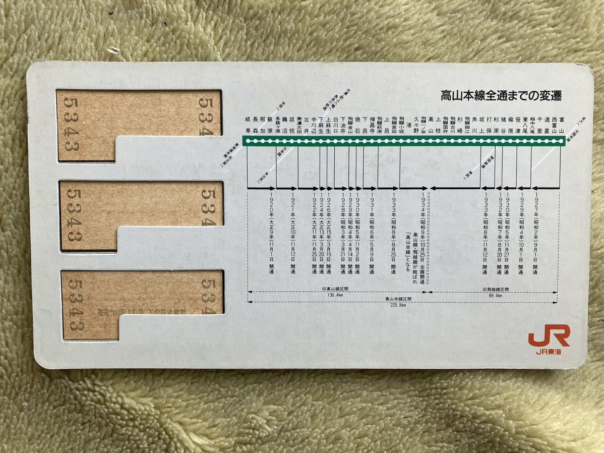 JR東海 高山本線 全通60周年記念乗車券(中古)のヤフオク落札情報