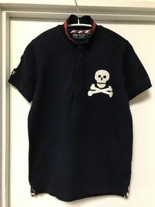 ◆BEAMS HEARTビームスハート/ スカルポロシャツメンズ/ NAVY Ssize