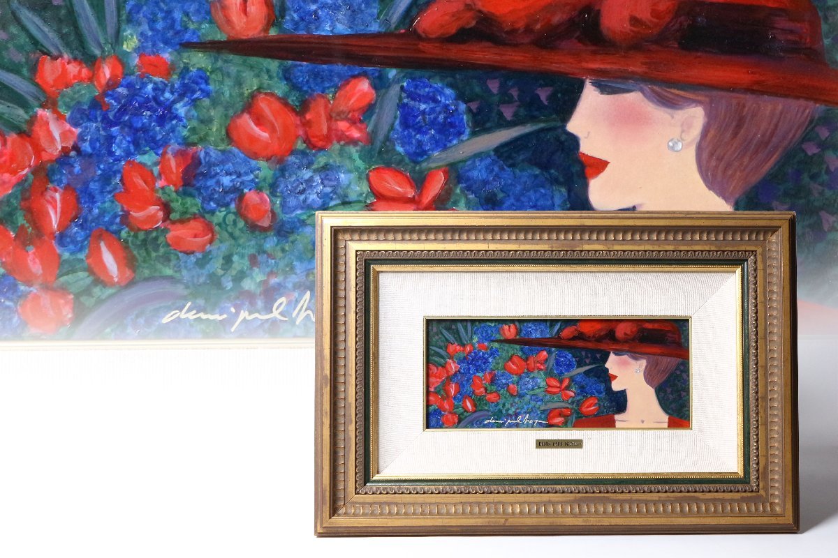 Denis Paul Noyer Red Tulip Hand-painted Oil Painting Specially Framed / Denis Paul Noyer Oil Painting Figure Painting, painting, oil painting, portrait