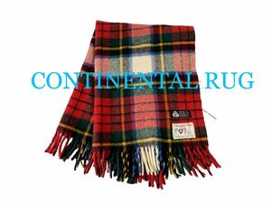 VINTAGE チェコスロバキア製 CONTINENTAL RUG ビンテージ ショール 膝掛け ブランケット ウール タータンチェック ビンテージ レトロ