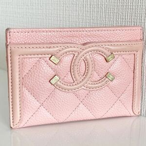 CHANEL シャネル キャビアスキン カードケース パスケース ピンク