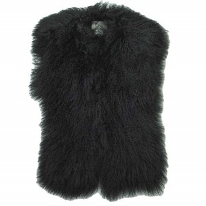 TERZAKOU PARIS テルザクパリ フランス製 SHEEP FUR VEST シープファーフリンジベスト Free ブラック ジレ 毛皮 トップス g8648