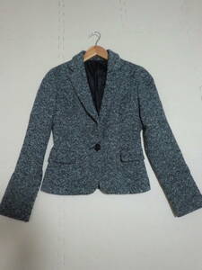  прекрасный товар ef-de ef-de твид tailored jacket прекрасный Silhouette WOOL. женский size:7 сделано в Японии 