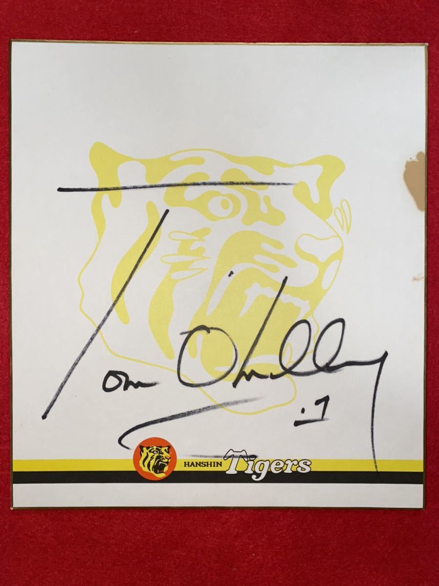 阪神 1 托马斯·奥马利 1993 年亲笔签名球队徽标彩色纸, 棒球, 纪念品, 相关商品, 符号