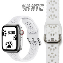 可愛い アップルウォッチ Apple Watch 7 6 se 5 4 3 2 1 38mm 40mm 41mm ホワイト 猫 犬 肉球 バンド ラバー ベルト iwatch アイウォッチ_画像3