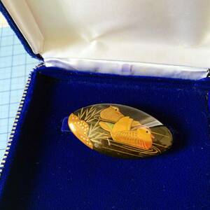 Art hand Auction Stored item, unused, lacquer, gold lacquer, mandarin duck, hand-painted, silver, obidome, box included, No.5374, Women's kimono, kimono, Japanese clothing accessories, Obi fastener