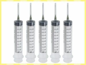 使い捨てルアーロック 100ml 針 キャップ 5セット 内径1.55mm インク詰め替え 給水器 投薬 給餌 肥料 農薬 [2628:jungle]