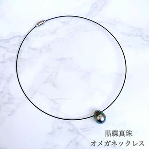 【未使用品】黒蝶真珠 バロック オメガネックレス