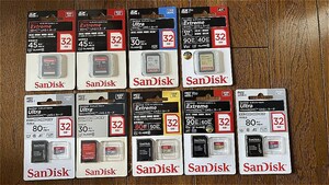 ★★新品未使用　SanDisk サンディスク SDHC UHS-Iカード　microSDHC UHS-Iカード　32GB いろいろ９枚★★