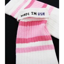 SkaterSocks ロングソックス 靴下 Knee high White tube socks with Baby Pink-BubbleGum Pink stripes style 4 (25インチ)_画像3