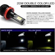 VM系/VMG/VM4 A型/B型/C型 レヴォーグ LED フォグランプ H16 20W 5200lm 2色切替 6000K/ホワイト 3000K/イエロー 車検対応_画像2