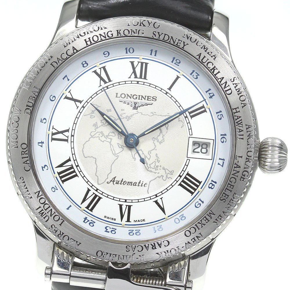 大特価 LONGINES リンドバーグ GMT 時計 ロンジン 機械式 腕時計 