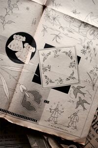 1950s フランスアンティーク LE JOURNAL DES BRODEUSES 刺繍新聞d 刺繍図案集 動物 モノグラム ヴィンテージ 洋裁 レース 洋書 スクラップ