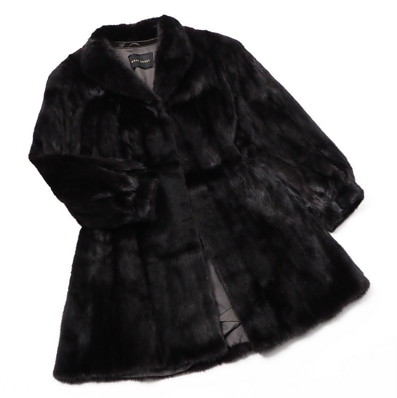 美品▽Black Jewel ブラックジュエル MINK ミンク 逆毛 本毛皮コート