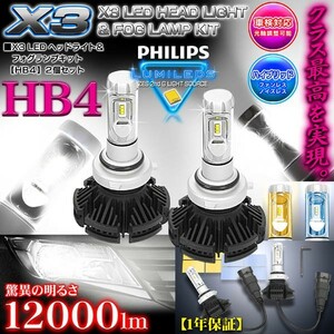 最新版/トヨタ/HB4/X3 PHILIPS 12000LM/LEDヘッドライトキット/1年保証