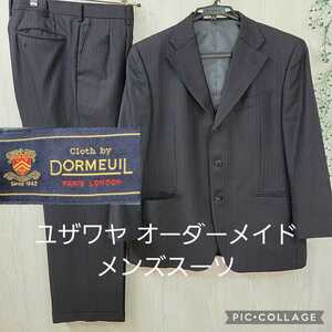 オーダーメイド ユザワヤ 英国ハダースフィールド製生地 高級紳士服 DORMEUIL ドーメル メンズスーツ 背広 3B チャコールグレー ビジネス 