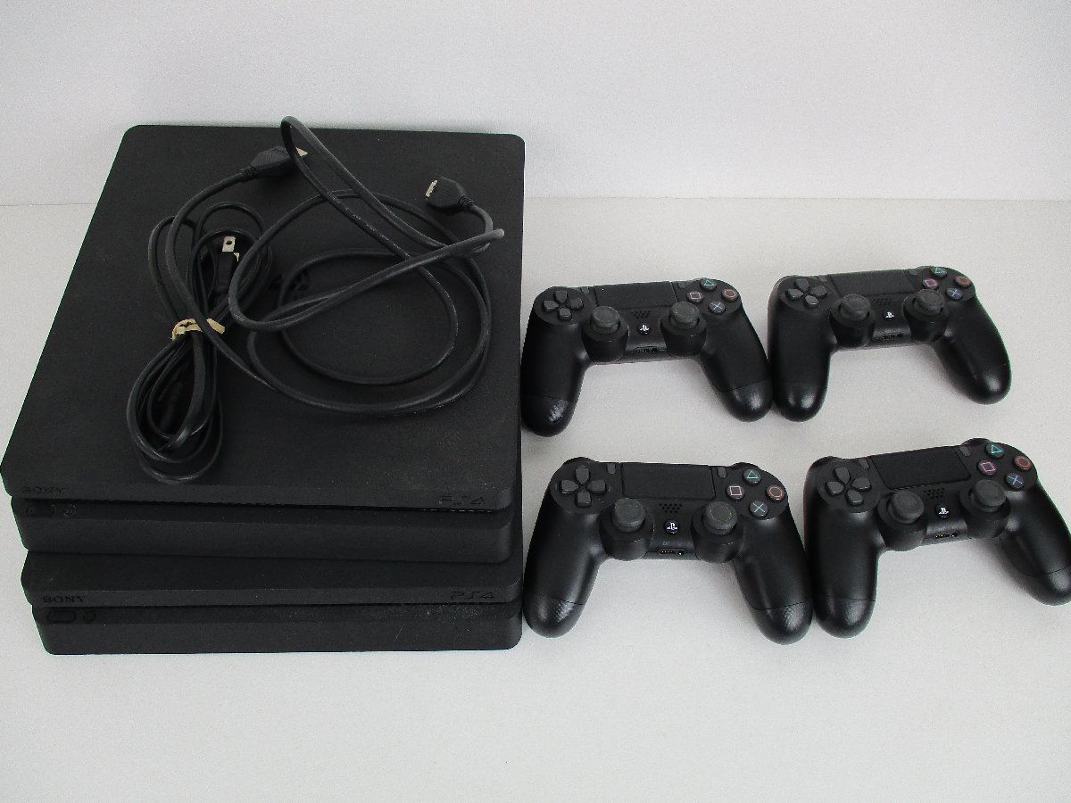 ジャンク品 SONY PS4 本体2台 CUH-2100A/2000A コントローラー4台 CUH