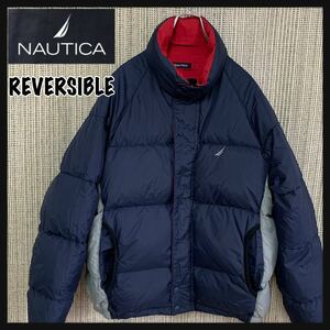 【人気】NAUTICA ノーティカ リバーシブル ダウンジャケット 収納フード 肉厚