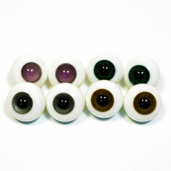 ドールアイ 20mm ガラス 緑　緑ラメ　茶色　紫単　ガラス製 ガラス球 硝子眼 4対セット
