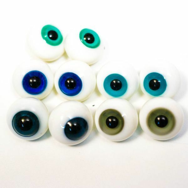 ドールアイ 18mm ガラス 青緑　青　深緑　ガラス製 ガラス球 硝子眼 5対セット