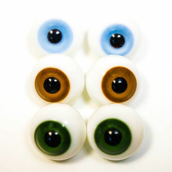 ドールアイ 16mm ガラス 緑　茶　水色　ガラス製 ガラス球 硝子眼 3対セット