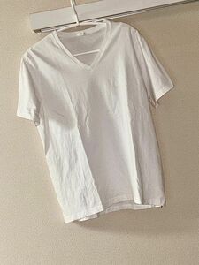 GU★メンズ★難あり★シンプル半袖VネックTシャツ★白XL