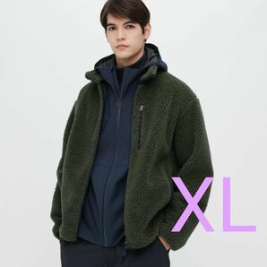 UNIQLO 防風 フリース フルジップ ジャケット XL ボア ブルゾン スタンドカラー ボウフウ ユニクロ ファー 